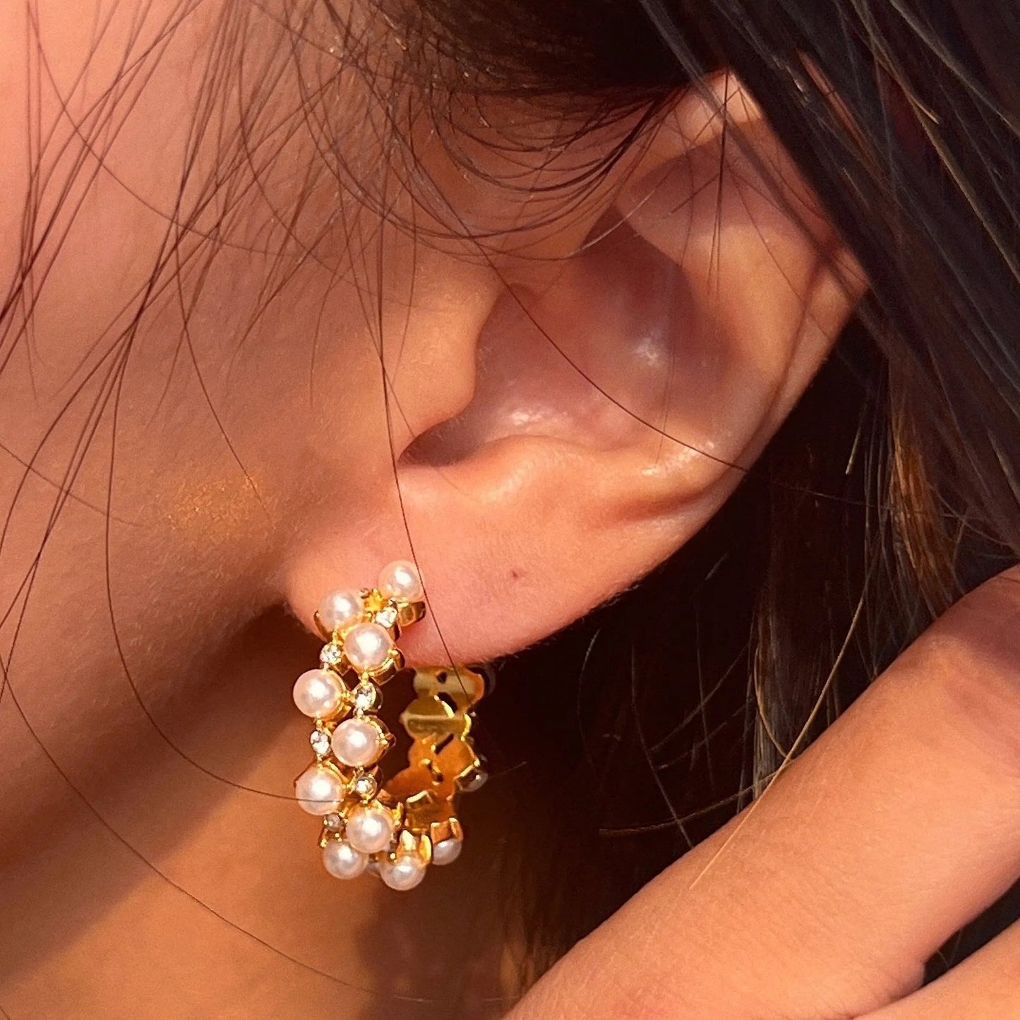 Aria Hoops Gold-Plated Zircon Stone Earrings