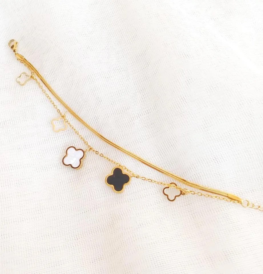 Beautiful Clover Double Layered Bracelet