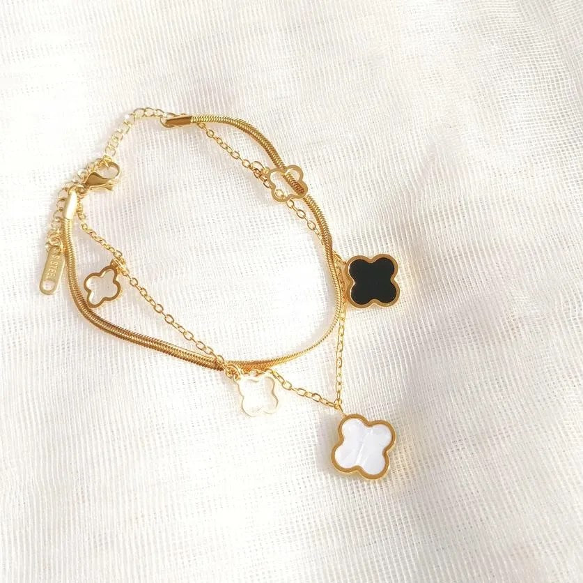 Beautiful Clover Double Layered Bracelet