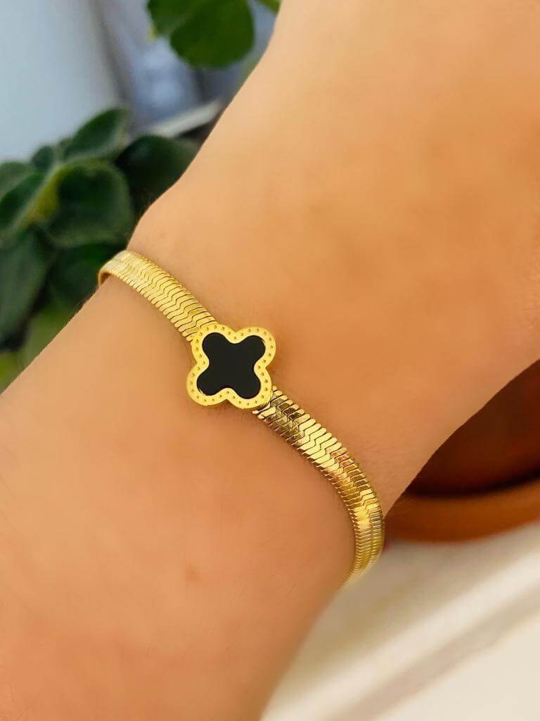 Clover Snake Gold Chain Bracelet