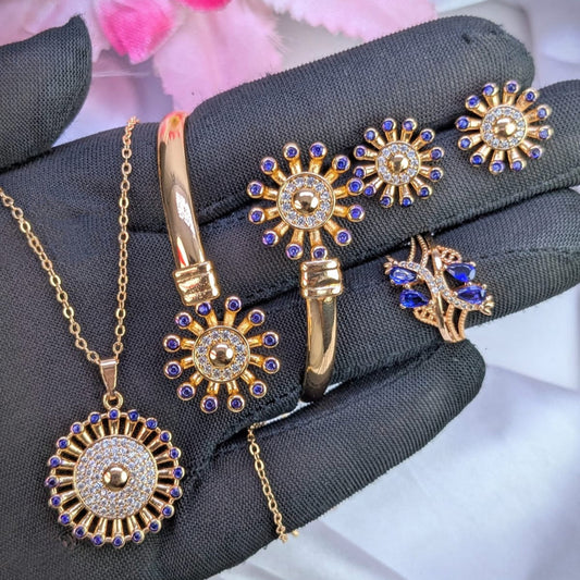 Fancy Zircon Set Gold Plated Premium Quality Necklace