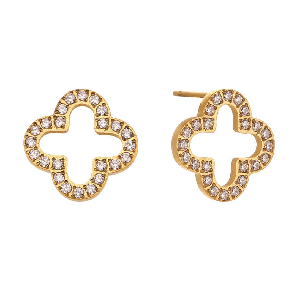 Fashionable Rhinestone Clover Necklace, Earrings And Bracelet Jewelry Set