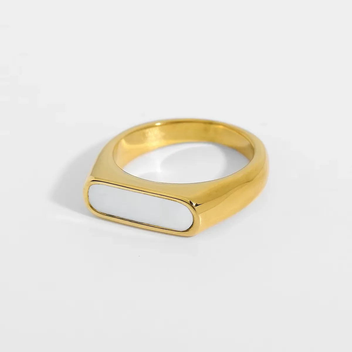 Gold Plated White Shell Rings Stainless Steel