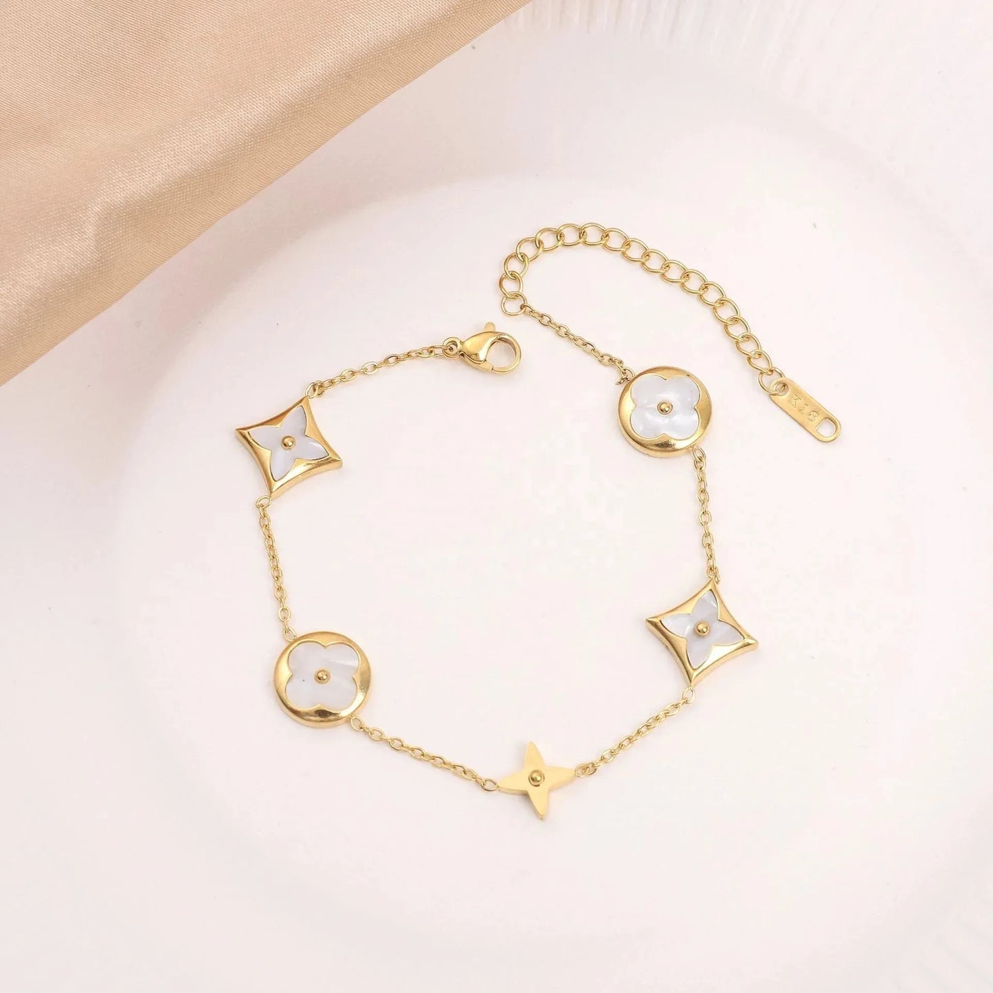 Gold plated Stainless Steel Flower jewellery Bracelet