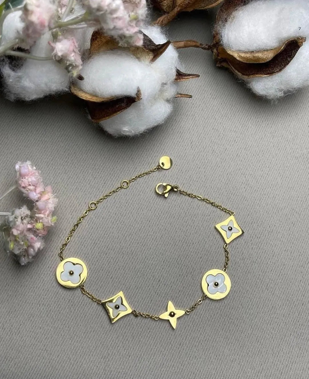 Gold plated Stainless Steel Flower jewellery Bracelet