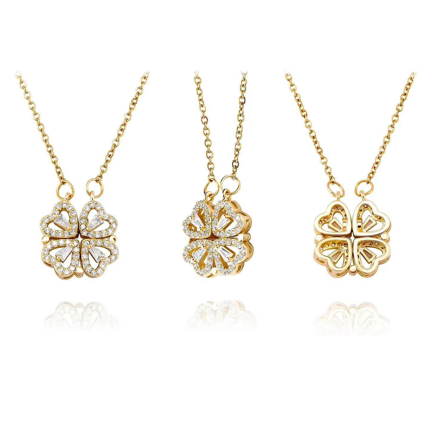 4 in 1 Magnetic Heart Shaped Necklace Golden