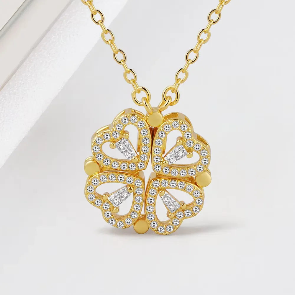 4 in 1 Magnetic Heart Shaped Necklace Golden