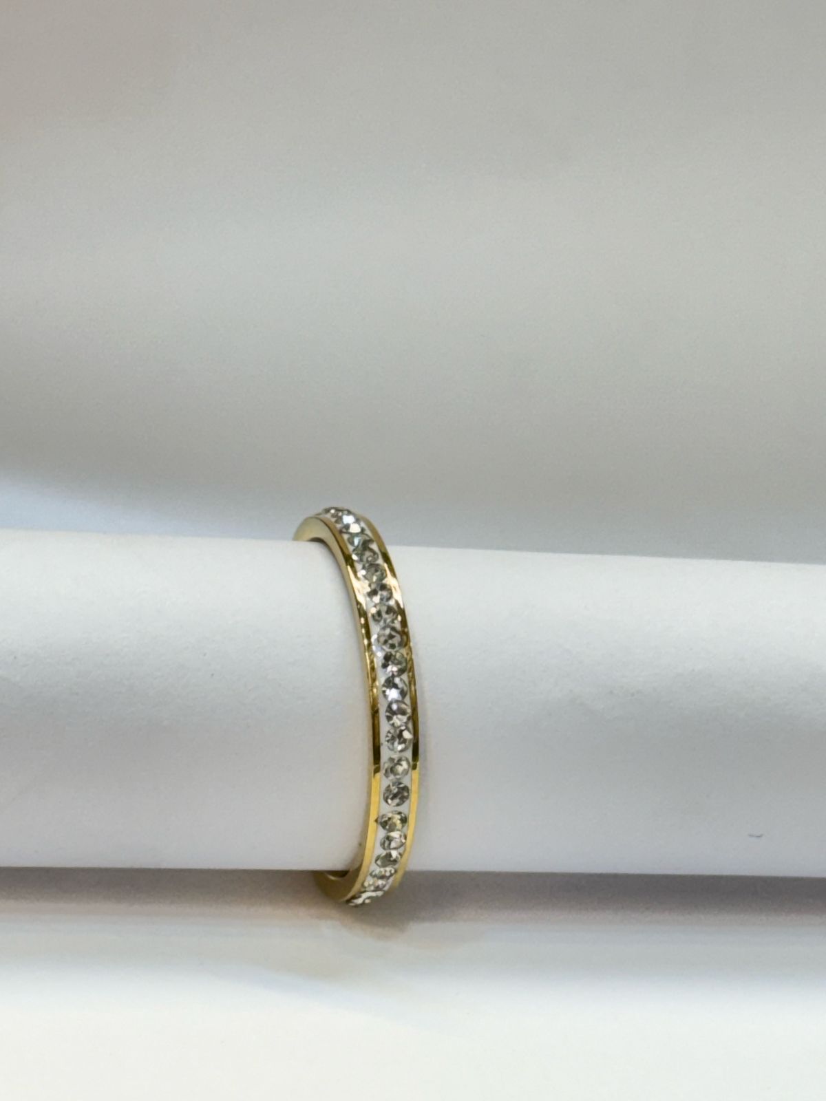 Stainless Steel Diamond Gold Ring
