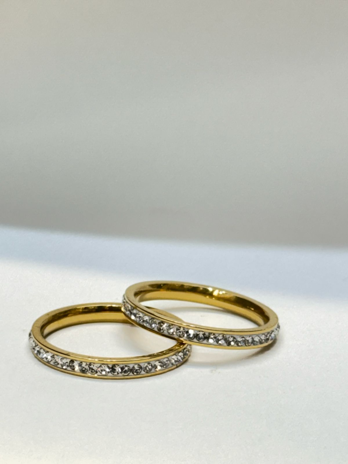 Stainless Steel Diamond Gold Ring