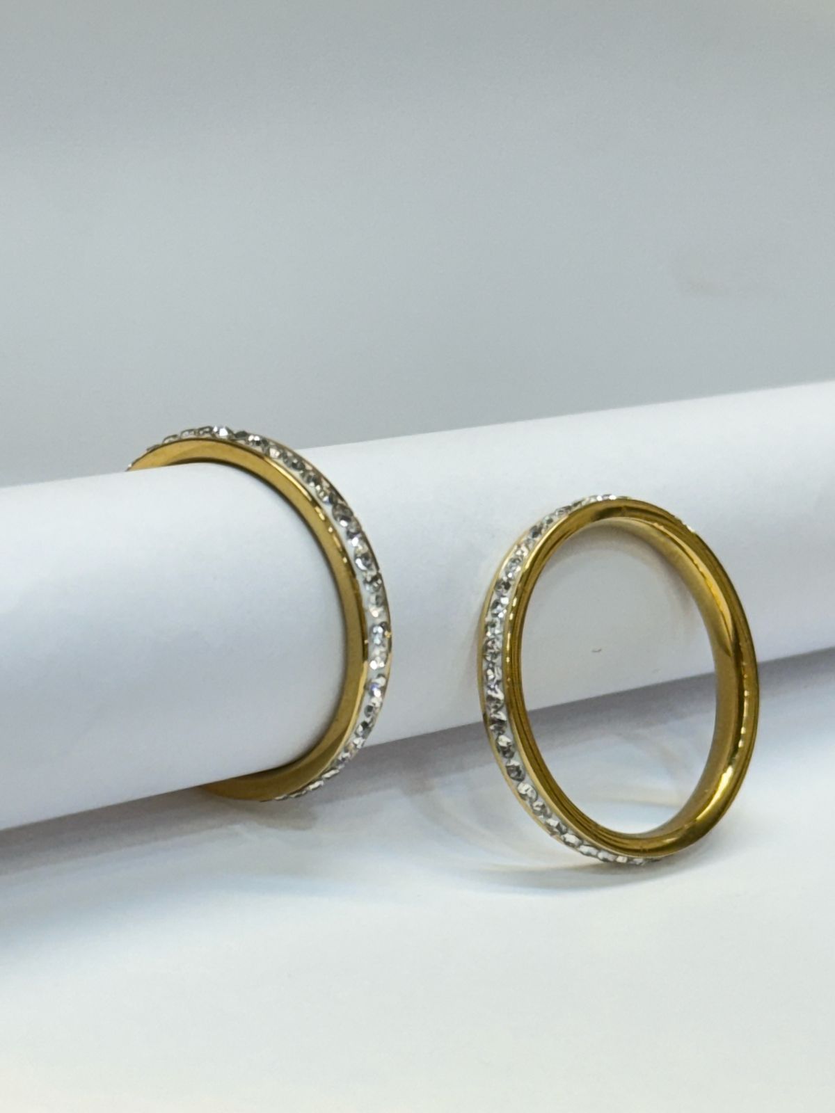 Stainless Steel Diamond Gold Ring