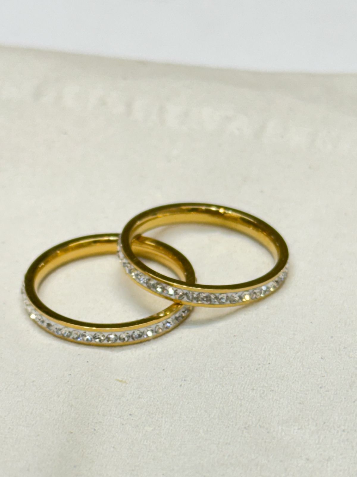 Stainless Steel Diamond Gold Ring