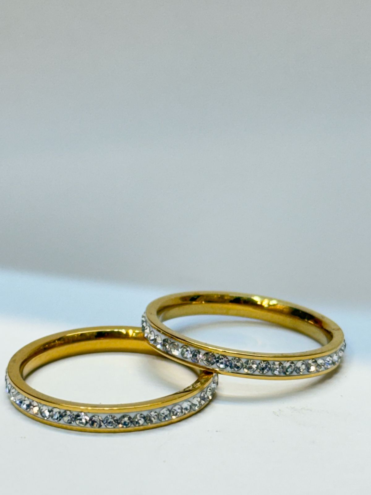 Stainless Steel Diamond Gold Ring