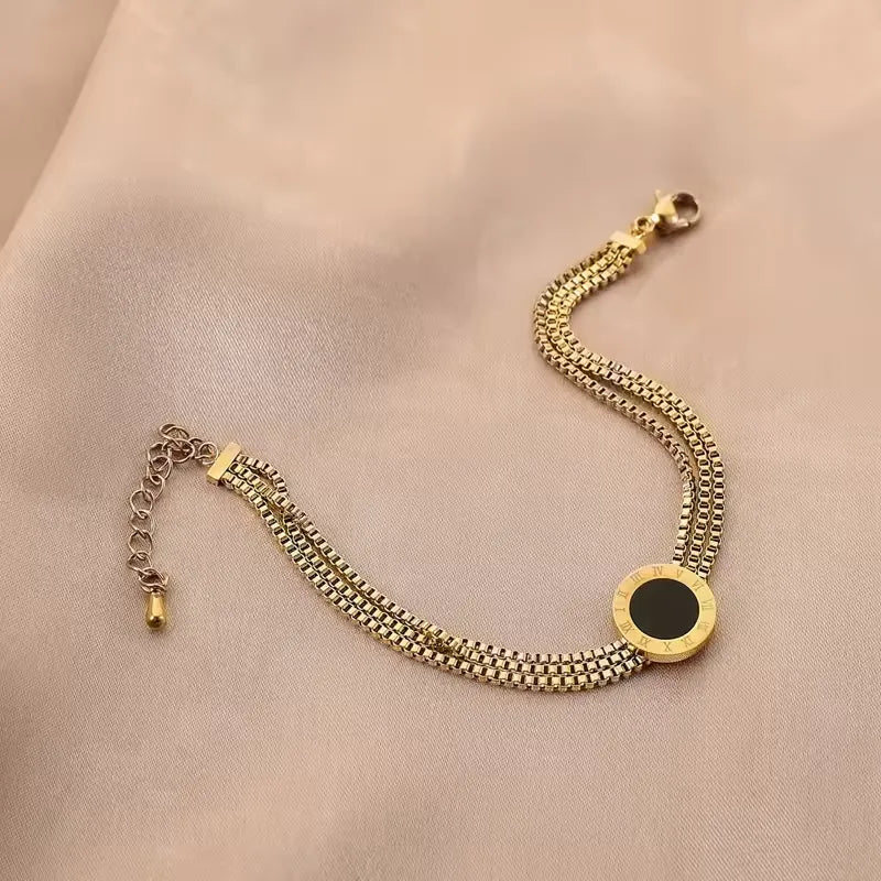 Stainless Steel Roman Numerals Chain Bracelet