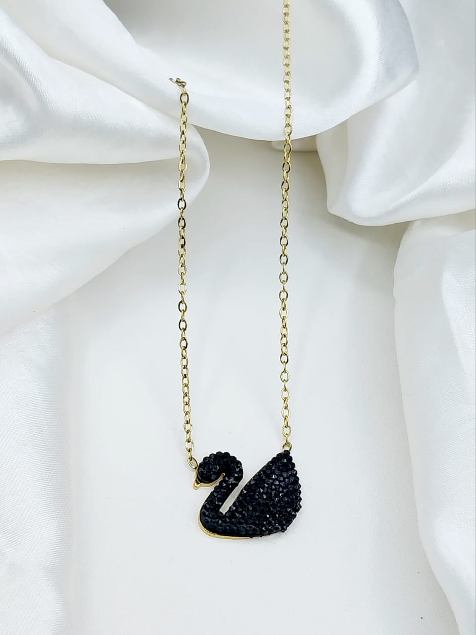 Swan Black Zircon Pendant