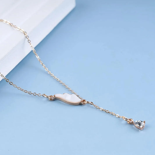 Y Shape Pendant Gold Wing Choker Necklace Teardrop Chain